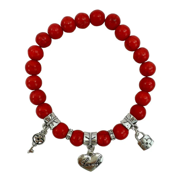 Natural Stone Multi Charm Bracelet BR4226-2 (12PC)