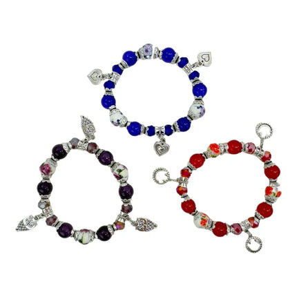 Natural Stone Multi Charm Bracelet BR4226-8 (12PC)