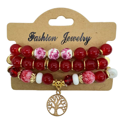 NATURAL STONE THE TREE OF LIFE CHARM BRACELET SET BR4228-11 (12PC)