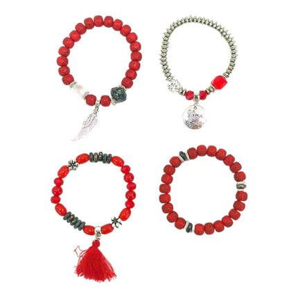 NATURAL STONE ANGEL WING CHARM BRACELET SET BR4228-2 (12PC)