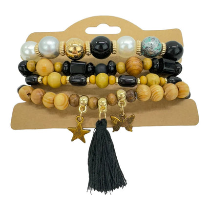 Natural Stone Star Charm Bracelet Set BR4228-8 (12PC)