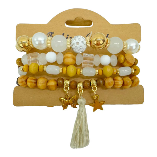 Natural Stone Star Charm Bracelet Set BR4228-8 (12PC)