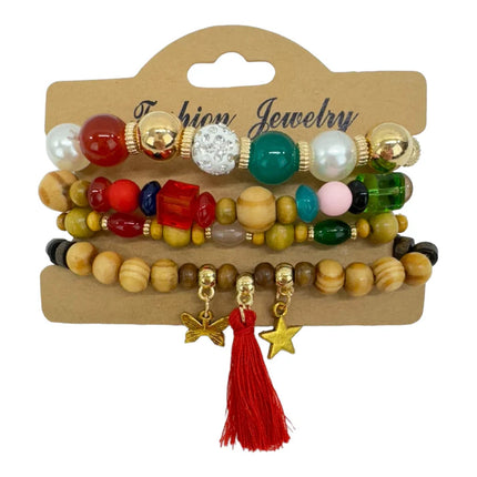 Natural Stone Star Charm Bracelet Set BR4228-8 (12PC)