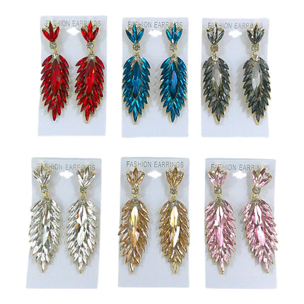 CRYSTAL FEATHER DROP BRIDAL EARRING ER4312-23 (12PC)