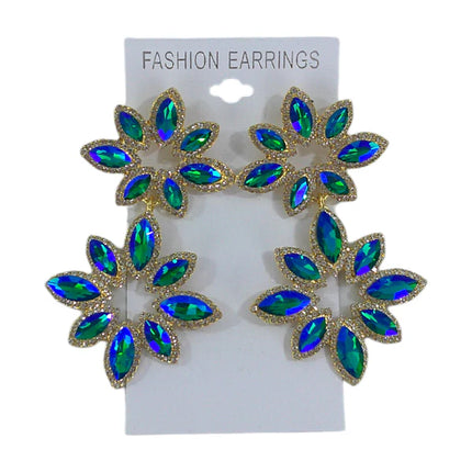 CRYSTAL FLOWER DROP BRIDAL EARRING ER4312-37 (12PC)
