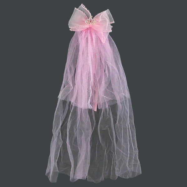 Kids Bow Crown Veil Hair Deco Clip HLC4315-6 (12PC)