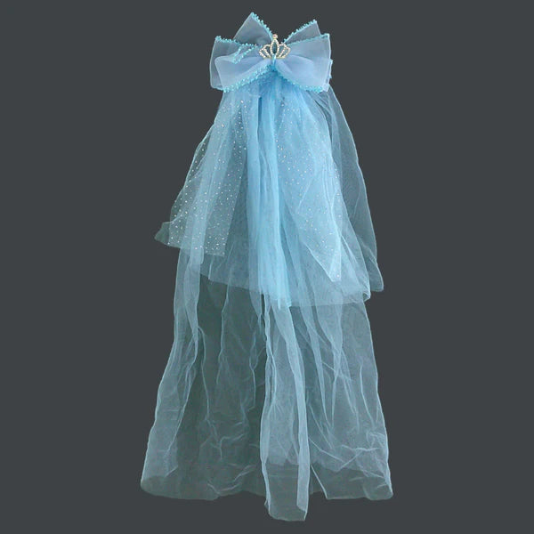 Kids Bow Crown Veil Hair Deco Clip HLC4315-6 (12PC)