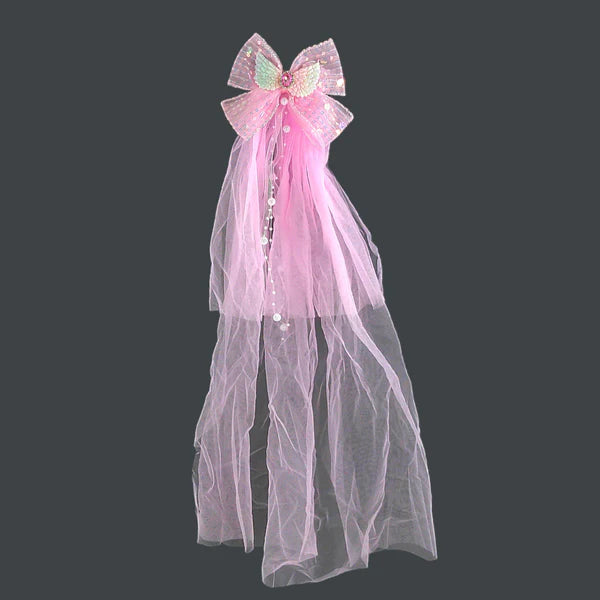 Kids Bow Angel Wing Veil Hair Deco Clip HLC4315-8 (12PC)