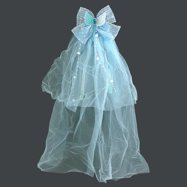 Kids Bow Angel Wing Veil Hair Deco Clip HLC4315-8 (12PC)