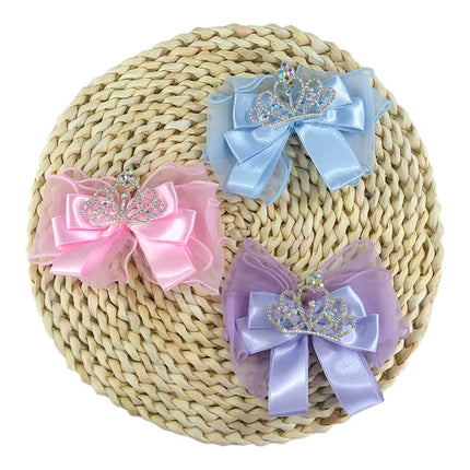 Kids Bow Crown Hair Deco Clip HLC4315-9 (12PC)