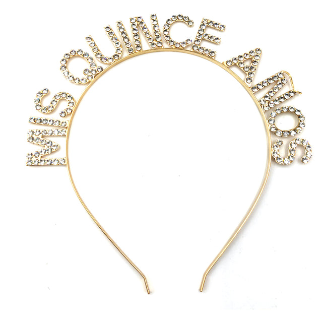 Iron Alloy Rhinestone Mis Quince Anos Headband TI3117-7 (12PC)