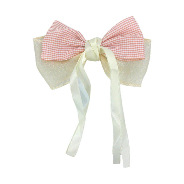 Plaid Double Bow Clip HRB4846-4 (10PC)