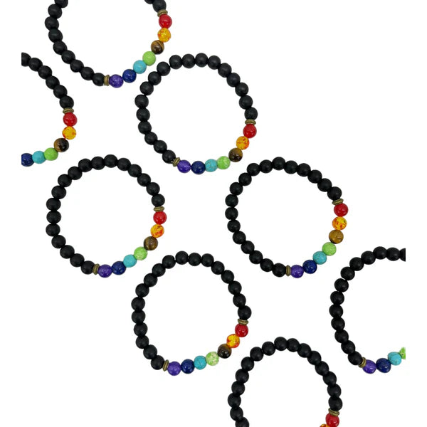 NATURAL STONE 7 CHAKRA HEALING BRACELET 4875 (12PC)