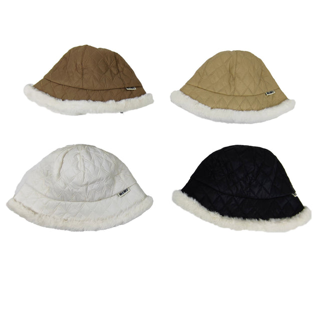 Women's Fur Quilted Bucket Hat HT3104-6 (12PC)