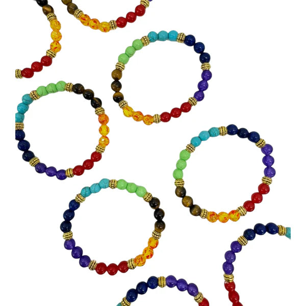 Natural Stone 7 Chakra Healing Bracelet BR6569 (12PC)