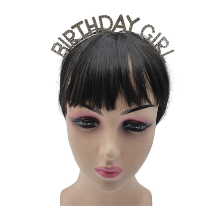 Iron Alloy Rhinestone Birthday Girl Headband HB089 (12PC)