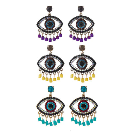 Rhinestone Bead Evil Eye Earring ER904-10 (12 PCS)