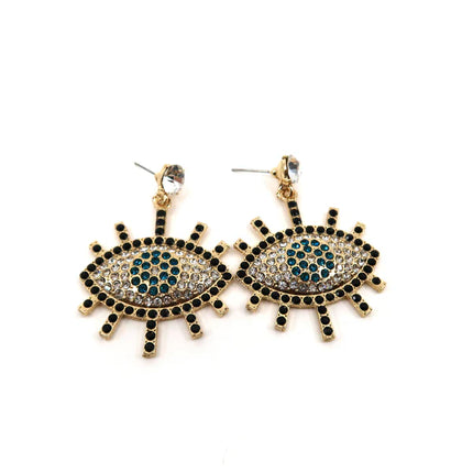 RHINESTONE EVIL EYE EARRING ER904-15(12PCS)