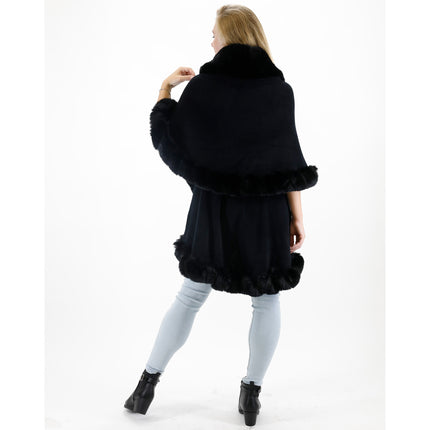 Solid Color Fur Double Layer Poncho SH925 (1PC)