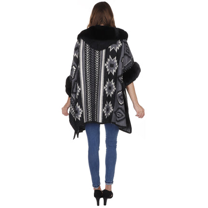 Faux Fur Pattern Hoodie Shawl P3803 (1PC)