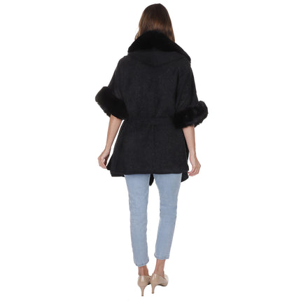 Faux Fur Hoodie Shawl P3802 (1PC)