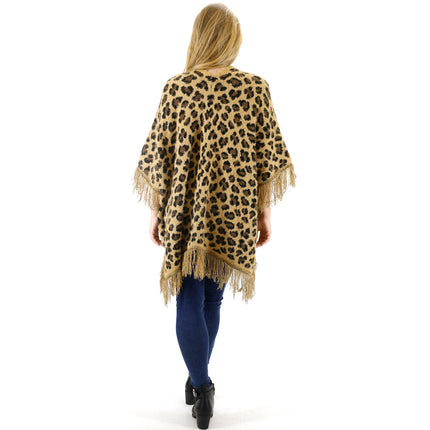 LEOPARD PATTERN FRINGED SHAWL SH524-1 (6PC)