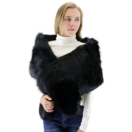 Faux Fur Shawl Wide P373 (3PC)