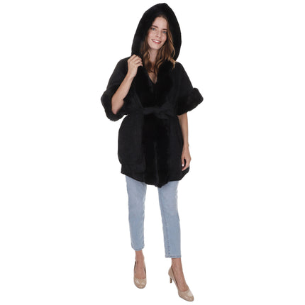 Faux Fur Hoodie Shawl P3802 (1PC)