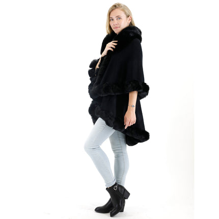 Solid Color Fur Double Layer Poncho SH925 (1PC)