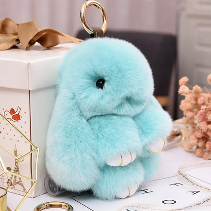 SMALL RABBIT POM POM KEYCHAIN 0225-5 (12PC)