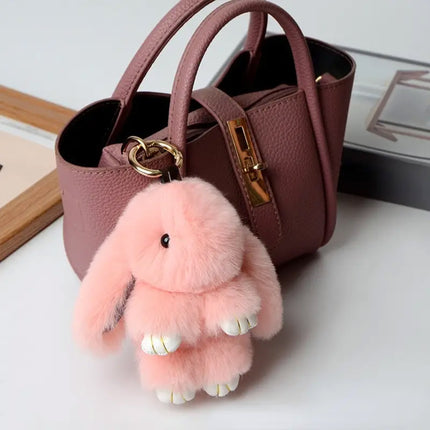 LARGE RABBIT POM POM KEYCHAIN KC0225-6 (12PC)