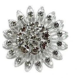 RHINESTONE FLOWER BROOCH 0427-11 (12PC)