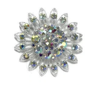 RHINESTONE FLOWER BROOCH 0427-11 (12PC)