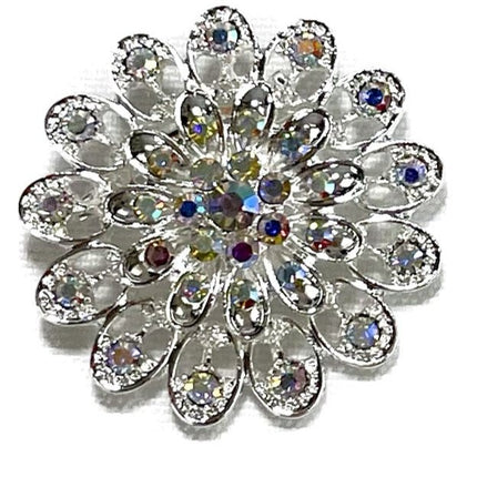 Rhinestone Flower Brooch BC0427-12 (12PC)