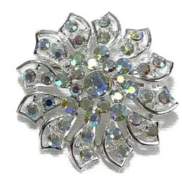 Rhinestone Flower Brooch BC0427-13 (12PC)