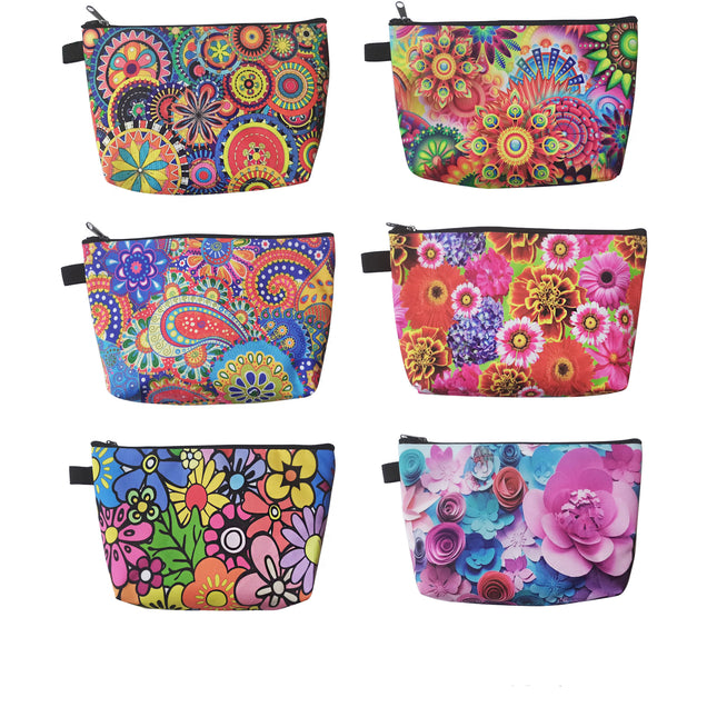 FLOWER GRAPHIC MAKEUP POUCH 3111-61 (12PC)