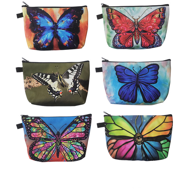 BUTTERFLY GRAPHIC MAKEUP POUCH 3111-66 (12PC)