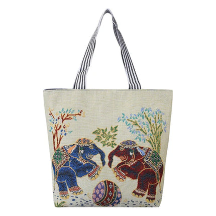 ELEPHANT EMBROIDERY TOTE BAG BG314-8 (12PC)