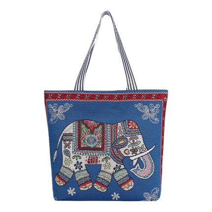 ELEPHANT EMBROIDERY TOTE BAG BG315-6 (12PC)