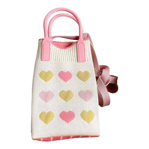 HEART PATTERN KNITTED PHONE CROSSBODY BAG BG315-2 (12PC)