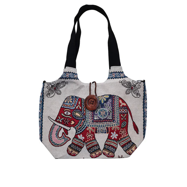 Elephant Embroidery Tote Shoulder Bag BG4107-1 (12PC)