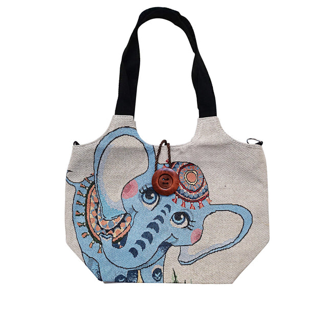 Elephant Embroidery Tote Shoulder Bag BG4107-8 (12PC)