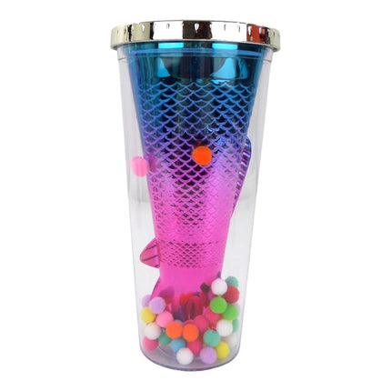 MERMAID POM POM DECOR VENTI TUMBLER CP3731-1 (12PC)