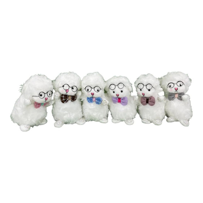 Rhinestone Bow Tie Glasses Sheep Plush Key Chain KC0428-2 (12PC)