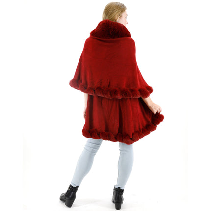 Solid Color Fur Double Layer Poncho SH925 (1PC)