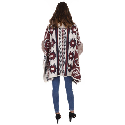 Faux Fur Pattern Hoodie Shawl P3803 (1PC)