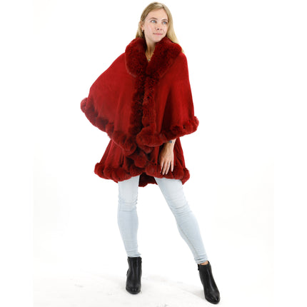 Solid Color Fur Double Layer Poncho SH925 (1PC)
