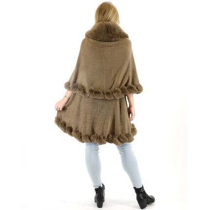 Solid Color Fur Double Layer Poncho SH925 (1PC)