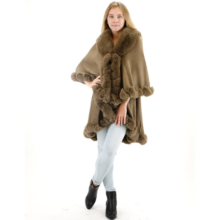 Solid Color Fur Double Layer Poncho SH925 (1PC)