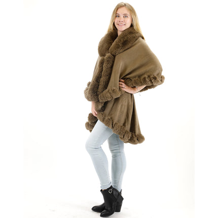 Solid Color Fur Double Layer Poncho SH925 (1PC)